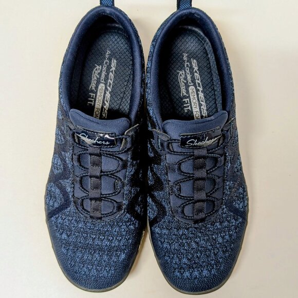 Skechers® Relaxed Fit Breathe Easy Infi-Knity Slip On Sneakers in Navy - Picture 3 of 16